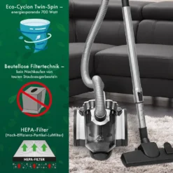 ProfiCare® Staubsauger Beutellos Für Parkett, Teppich, Fliesen, 700 Watt Bodenstaubsauger Mit HEPA-Filter, Staubsauger Ohne Beutel Inkl. 3 Bürsten Und 4-fach Mikrofiltersystem, PC-BS 3110 11 ProfiCare® Staubsauger Beutellos Für Parkett, Teppich, Fliesen, 700 Watt Bodenstaubsauger Mit HEPA-Filter, Staubsauger Ohne Beutel Inkl. 3 Bürsten Und 4-fach Mikrofiltersystem, PC-BS 3110 -Smart Kitchen Store 5ef927b75cb9c89d183f182b93ecf115