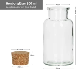 6tlg. Bonbongläserset Korkverschluss 300 Ml Bonboniere Vorratsdose Gewürzglas -Smart Kitchen Store 5f20133b61c938406fee89565ea82537