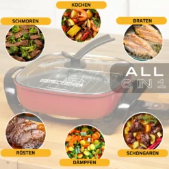 Starlyf®Digital Cooker - XXL Elektrische Bratpfanne Mit Digitalem Thermostat Und Temperaturanzeige, 1600 Watt, 5,5 Liter Fassungsvermögen, Partypfanne - Aus Der TV Werbung -Smart Kitchen Store 608b6d5b4d9dd64c81880f8614123992