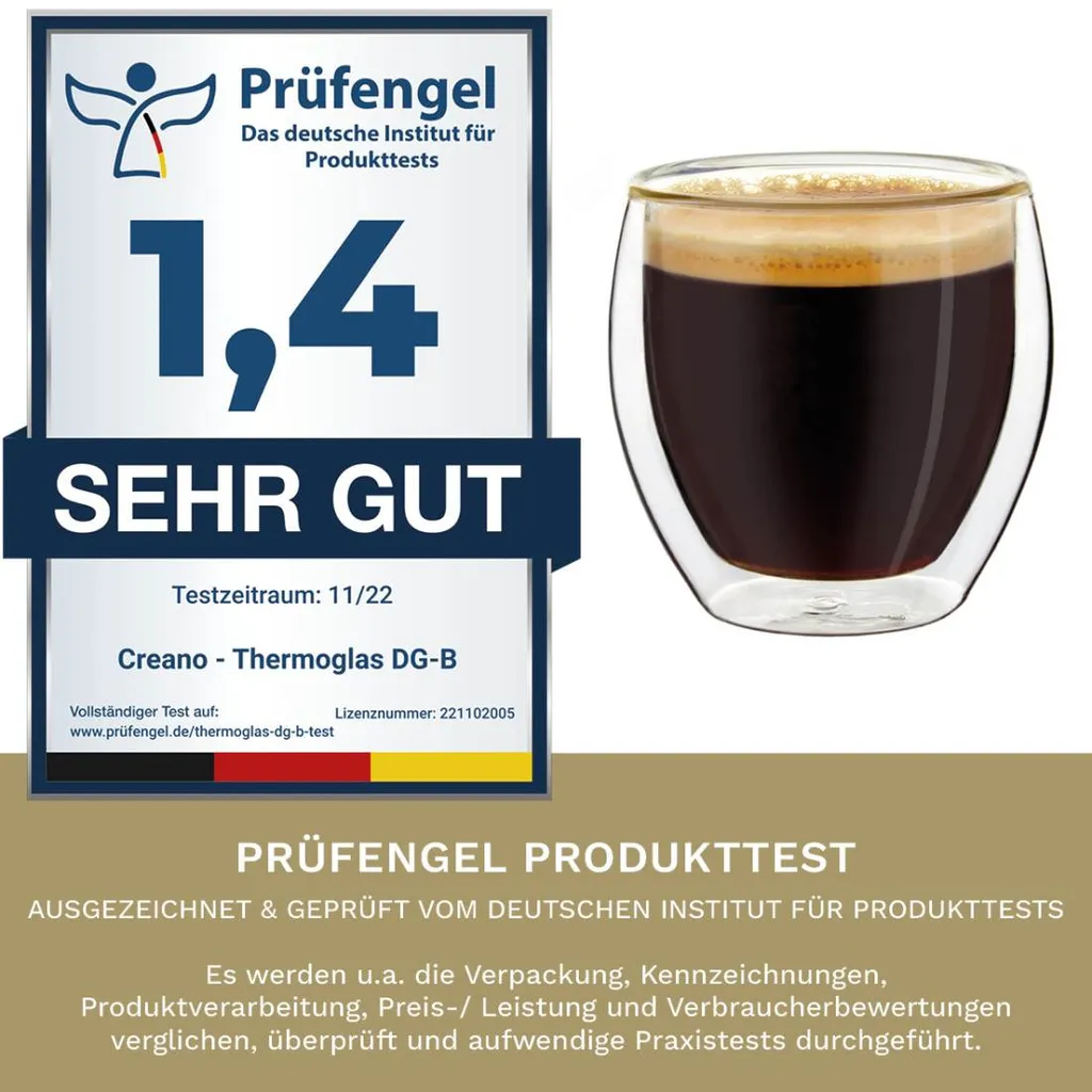 Creano Doppelwandige Espresso-Gläser, 4er-Set 100ml Thermo-Gläser Mit Schwebe-Effekt 7 Creano Doppelwandige Espresso-Gläser, 4er-Set 100ml Thermo-Gläser Mit Schwebe-Effekt – Bild 5