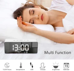 LED Spiegel Digitaler Wecker, Desktop USB Elektronisches Thermometer Am Bett Digitaler Wecker -Smart Kitchen Store 6133e881d92fc84a231ea963ef4b6739