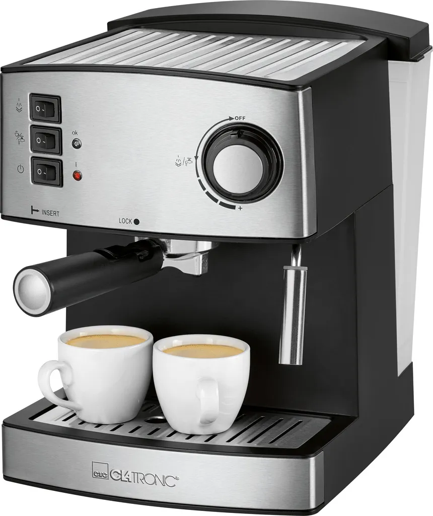 Clatronic ES 3643 Espresso- Und Cappuccino-Automat, 15 Bar Pumpdruck, Tassenvorwärmfunktion, Mit Aufschäum- Und Heißwasserfunktion 3 Clatronic ES 3643 Espresso- Und Cappuccino-Automat, 15 Bar Pumpdruck, Tassenvorwärmfunktion, Mit Aufschäum- Und Heißwasserfunktion