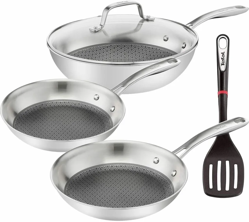 Tefal ETERNAL MESH Pfannenset °24/28cm + WOK °28cm Mit Glasdeckel + Ingenio Pfannenwender 3 Tefal ETERNAL MESH Pfannenset °24/28cm + WOK °28cm Mit Glasdeckel + Ingenio Pfannenwender