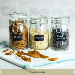 6 X Creative Home Gläser Mit Bügelverschluss | 1 Liter | Einmachgläser Drahtbügel-glas Aufbewahrungsgläser Mit Gummiring Und Deckel | 8 Wiederverwendbare Aufkleber + 1 Anti-Staub-Kreide -Smart Kitchen Store 625753afa6fa285e9fccf2a96e84ff60