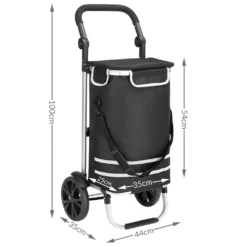 Monzana 2in1 Einkaufstrolley 56L Bis 50 Kg Klappbar Abnehmbare Tasche Handwagen Einkaufswagen Einkaufshilfe Roller, Farbe:schwarz -Smart Kitchen Store 632c9766cb911686d9de815aeac3cc8d
