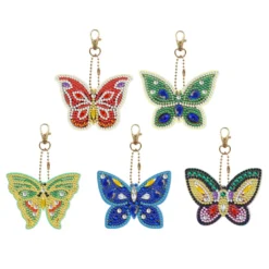 5pcs 5D Diamond Painting Anhänger Set,Diamond Painting Schlüsselanhänger Weihnachten Kinder Junge Crystal Strass Kit DIY Doppelseitige Diamant Malerei Schlüsselbund Für Geschenkidee