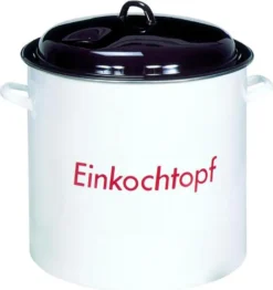 Culinario Emaillierter Einkochtopf Mit Metalldeckel, 28 Liter, Ø35 X H30cm, Für Alle Kochfelder Geeignet, Thermometer-Öffnung, Einkocher Für Marmelade