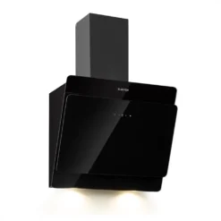 Klarstein Aurica 60 Dunstabzugshaube , Kopffrei , 60 Cm , Wandanbau , 165 W , Abluftleistung: 620 M³/h , 3 Stufen , LED: 2 X 1,5 W , Touch-Panel , 2-teiliger, Schwarzer Kamin , EEK: B , Sicherheitsglas , Schwarz