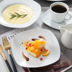 MALACASA, Serie Elisa, 50-teilig Tafelservice Aus Porzellan Für 6 Personen, Kombiservice Frühstückservice Kaffeeservice Mit Eierbecher, Kaffeetassen, Untertassen, Müslischalen, Dessertteller -Smart Kitchen Store 67ec982b75b177dd2fe5bc7c11c1b5b2 1