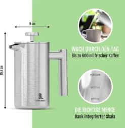 Bjørn Liebdhal French Press Edelstahl Kaffeemaschine Auch Für Camping : 0.6 Liter -Smart Kitchen Store 68397e6f8d361b66a7e54b91bea8ea2f
