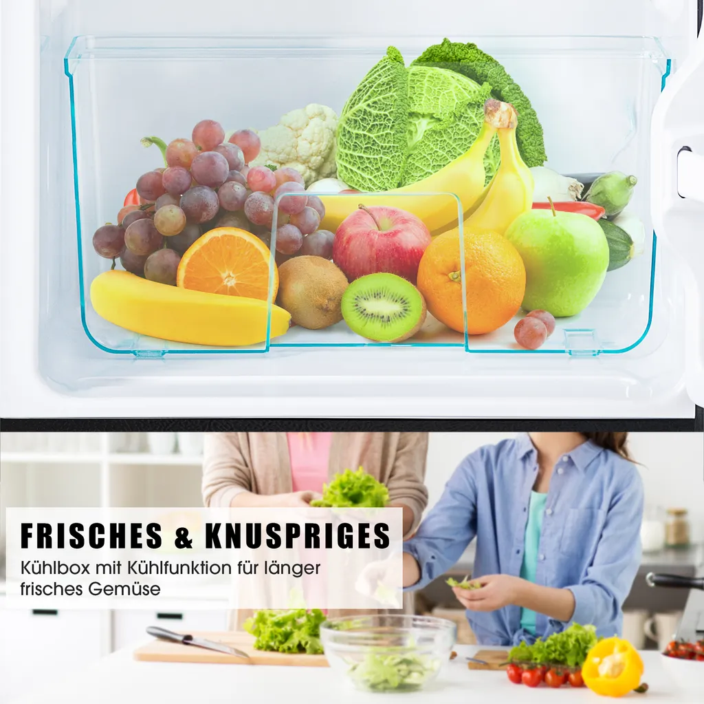 Kühl Gefrierkombination, Freistehender Kühlschrank, Freistehend Gefrierschrank Mit 60L Gesamtvolumen Doppeltür LED Beleuchtung 172 KWh/Jahr 86.8cm Höhe, Schwarz 8 Kühl Gefrierkombination, Freistehender Kühlschrank, Freistehend Gefrierschrank Mit 60L Gesamtvolumen Doppeltür LED Beleuchtung 172 KWh/Jahr 86.8cm Höhe, Schwarz – Bild 6