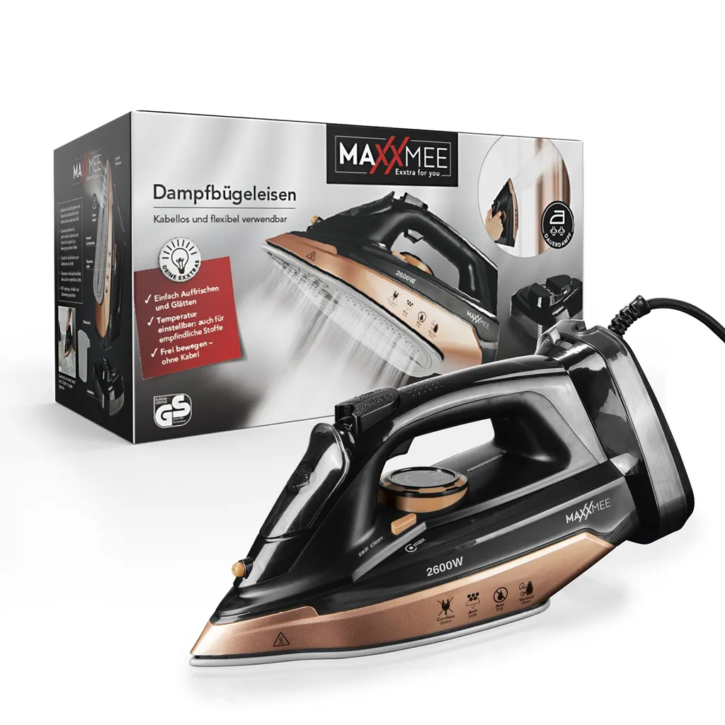 MAXXMEE Dampfbügeleisen - Mit Tropfstopp-, Antikalk- Und Selbstreinigungsfunktion Dampfbügeleisen Bügeleisen Kabellos Antikalk Selbstreinigung Tropfstop Keramik 9 MAXXMEE Dampfbügeleisen - Mit Tropfstopp-, Antikalk- Und Selbstreinigungsfunktion Dampfbügeleisen Bügeleisen Kabellos Antikalk Selbstreinigung Tropfstop Keramik – Bild 7