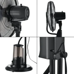 Nebelventilator 75W Mit Wassernebel Mit 3 Geschwindigkeitsstufen Standventilator Ventilator Bodenventilator Luftkühler Oszillierend Schwarz -Smart Kitchen Store 69ceb9effd97bae7fe1d095f13d1772a