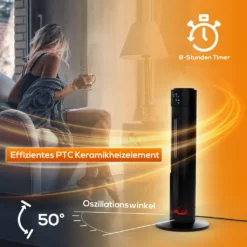 Tronitechnik PTC Turmheizer Keramikheizer 2000 Watt Heizlüfter Elektro Kamin Elektrischer Heizung Kaminfeuer Effekt Kaminofen -Smart Kitchen Store 69e8c7c12a7bb3876b2d818675d4f88b