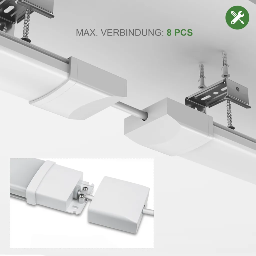 4er Anten LED Feuchtraumleuchte Flache (3CM Höhe) 60CM 18W Neutralweiß 4000K, Led Röhre"Reihenschaltung" Werkstattlampe IP65 4 4er Anten LED Feuchtraumleuchte Flache (3CM Höhe) 60CM 18W Neutralweiß 4000K, Led Röhre"Reihenschaltung" Werkstattlampe IP65 – Bild 2