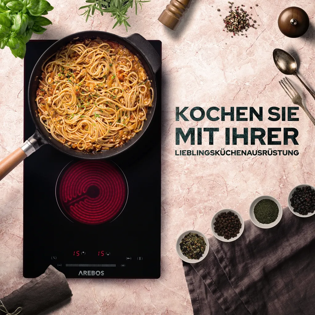 AREBOS Glaskeramikkochfeld, 3000 W, 2 Kochfelder, 30cm, Autark, Mit Sensor Touch 7 AREBOS Glaskeramikkochfeld, 3000 W, 2 Kochfelder, 30cm, Autark, Mit Sensor Touch – Bild 5