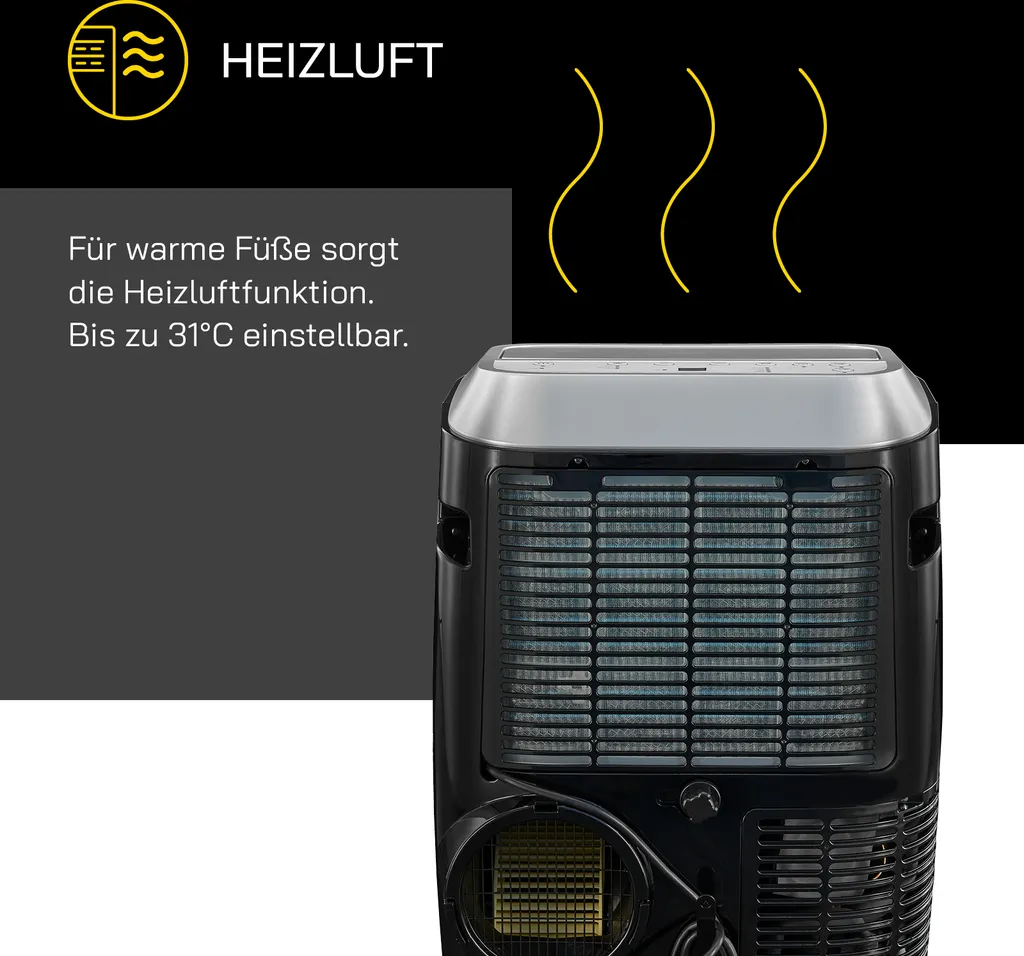GUTFELS Klimagerät CM 81458 Sw | Mobiles Klimagerät | 4-in-1 Luftkühlung, Trocknung, Ventilation Und Heizen | 14.000 BTU / 4,1 KW Kühlleistung | Schwarz 6 GUTFELS Klimagerät CM 81458 Sw | Mobiles Klimagerät | 4-in-1 Luftkühlung, Trocknung, Ventilation Und Heizen | 14.000 BTU / 4,1 KW Kühlleistung | Schwarz – Bild 4