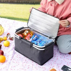 Großer Korb Faltbare Einkaufshilfe Picknickkorb Faltbare Einkaufstasche Einkaufskorb Mit Aluminiumgriff,Navy Blau -Smart Kitchen Store 6f583eb7cda2cf72964a495f7aaef84e