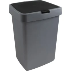 Mülleimer, Abfalleimer, Kunststoff, Grau/schwarz, 25l, Eckig, Höhe:42cm