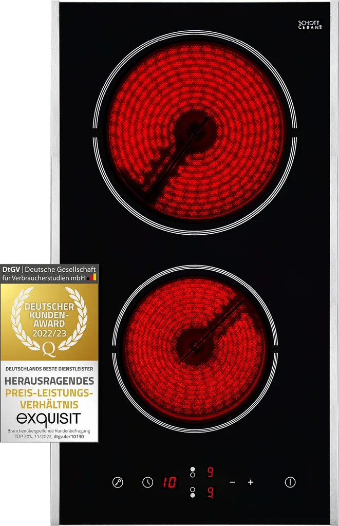 Exquisit Kochfeld EKC 301-3.1 R | Glaskeramik | Touch Control | 2 Kochstellen | Edelstahlrahmen | 3000 W 3 Exquisit Kochfeld EKC 301-3.1 R | Glaskeramik | Touch Control | 2 Kochstellen | Edelstahlrahmen | 3000 W