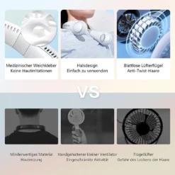 2000mah Persönlicher Nackenventilator, Hals Fan, Wiederaufladbare Ice Freihändiger Tragbarer Ventilator Weiß -Smart Kitchen Store 70b8cb851313de91c7c8c711e1ff1b90