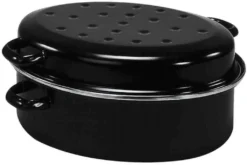 Krüger Gänsebräter Aus Schwarz Emailliertem Stahl Mit Chromrand 42cm