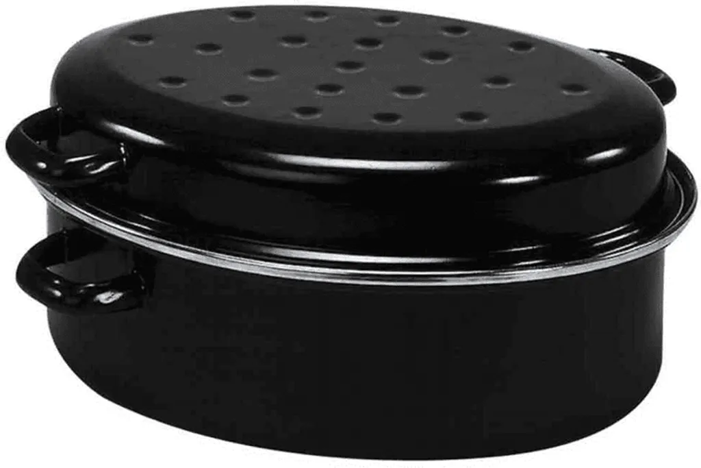 Krüger Gänsebräter Aus Schwarz Emailliertem Stahl Mit Chromrand 42cm 3 Krüger Gänsebräter Aus Schwarz Emailliertem Stahl Mit Chromrand 42cm