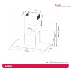 Simfer SMF-CH 8633 Dunstabzugshaube Edelstahl, 60 Cm, 650 M³ /h, Wandhaube, Kaminhaube, Teleskopkamin, Doppelabluftschacht, LED-Beleuchtung 19 Simfer SMF-CH 8633 Dunstabzugshaube Edelstahl, 60 Cm, 650 M³ /h, Wandhaube, Kaminhaube, Teleskopkamin, Doppelabluftschacht, LED-Beleuchtung -Smart Kitchen Store 722287317a5a2d4dc8760c4448e9db36