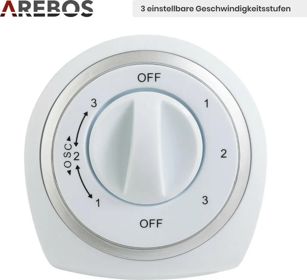 AREBOS Turmventilator, 50 Watt, 60°-Oszillation, 3 Geschwindigkeitsstufen, Ventilator Mit Tragegriff, Weiß, Leise 9 AREBOS Turmventilator, 50 Watt, 60°-Oszillation, 3 Geschwindigkeitsstufen, Ventilator Mit Tragegriff, Weiß, Leise – Bild 7