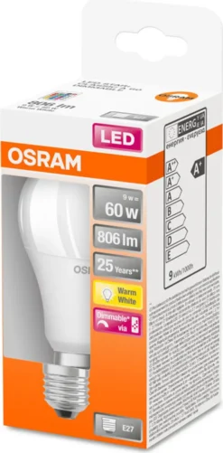 Osram LED Leuchtmittel Star Classic A 60 E27 9W Warmweiß, Weiß Matt -Smart Kitchen Store 7329bd3dbee3d55c12f499f601cd6dca