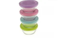4-tlg. Glasschüssel Set Mit Deckel/ Vorratsdose/Frischhaltedosen