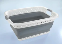Wenko Wäschekorb Faltbar Weiß-grau -Smart Kitchen Store 75634b6be05b14436bb71e8656432672
