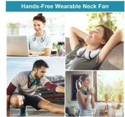 2000mAh Tragbarer Lüfter Nackenbügel Klingenloser Hängender Halsventilator Lazy Neck Hanging Cooler 3-Speeds 360 Grad Verdrehung USB Wiederaufladbar,Weiß -Smart Kitchen Store 75a9f725bcb25994c1c4b6a1603ebaf7