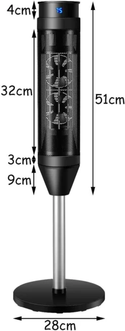 COSTWAY Heizlüfter, 1,2KW/2KW, Elektroheizung, Heizgerät Mit Thermostat & 3 Modi, 40° Oszillation, 10 - 49℃, Schnellerhitzung, Inkl. 8H Timer, LED, 28x28x85cm, Schwarz 17 COSTWAY Heizlüfter, 1,2KW/2KW, Elektroheizung, Heizgerät Mit Thermostat & 3 Modi, 40° Oszillation, 10 - 49℃, Schnellerhitzung, Inkl. 8H Timer, LED, 28x28x85cm, Schwarz -Smart Kitchen Store 7670c3a231edb8b9162b07f6421a4904