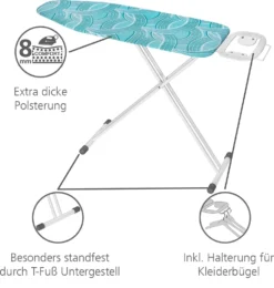 WENKO Bügelbrett Advance, Dampfbügelgeeignet, Höhenverstellbar 73-95 Cm, 120 X 42 Cm Bügelfläche, Bügeltisch Mit 8 Mm Polsterung | Inkl. 2er Set Reinigungsschwämme Gratis -Smart Kitchen Store 767376b76474b41e511b696dfc67ba83