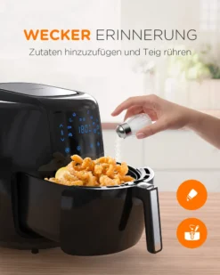 Tomons Heißluftfritteuse XXL 5,5 L Elektrofritteuse, 1800W, Airfryer Ohne Fett Und Öl, Friteuse Heißluft Mit 8 Voreinstellungen, Alarmtimer, Digitales Touch-Display, Frittierkorb Und Rezeptheft -Smart Kitchen Store 76bcef61d11d85fe72268527dbdc579f