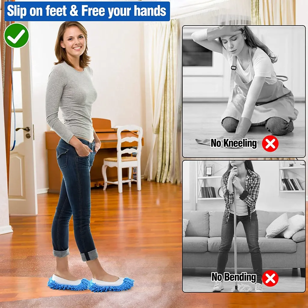 5 Paar Mop Hausschuhe Für Die Bodenreinigung, Waschbare Wiederverwendbare Mop Socken Faule Schuhe, Staub Haarreiniger, Wischmops 7 5 Paar Mop Hausschuhe Für Die Bodenreinigung, Waschbare Wiederverwendbare Mop Socken Faule Schuhe, Staub Haarreiniger, Wischmops – Bild 5