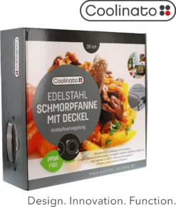 COOLINATO Schmorpfanne 28cm Aus Edelstahl – Beschichtet -Smart Kitchen Store 7760cf4a4812b6a32de86109e03c60f1