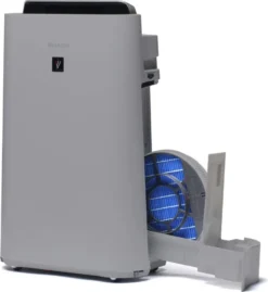 SHARP UA-HD50E-L Luftreiniger (mit Befeuchtungsfunktion, Verbesserung Der Luftqualität, Ideal Für Allergiker, Drei Stufen Filtersystem, HEPA-Filter, Räume Bis Zu 38 M²) Hellgrau [Energieklasse A] -Smart Kitchen Store 780d434aec518f2f8da343ab2713e574
