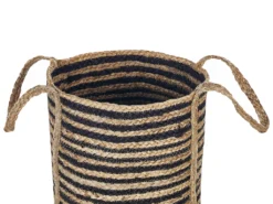 Aufbewahrungskorb Beige Und Schwarz Jute Geflochten Wäschekorb Stoffbehälter -Smart Kitchen Store 786c2347733a66778be7ed5bbc7f2edc