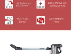 Genius Invictus X9 Set 14tlg Akku Staubsauger Handstaubsauger Mit LED Beutellos Kabellos HEPA Für Allergiker Tierhaare; A28142 -Smart Kitchen Store 7964187a2ebf1adbea5cc98afef10ccc