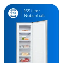 Exquisit Gefrierschrank GS230-010E Inoxlook | Standgerät | 165 L Volumen | Inoxlook -Smart Kitchen Store 7a0678bfe8958a4f5f53f416267e15c8