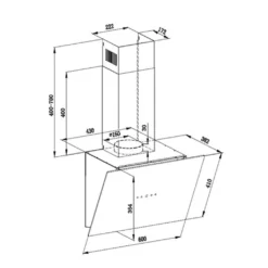 PKM Dunstabzugshaube Schräghaube Wandesse Metall Glas S33-60A+BTH 60cm Schwarz -Smart Kitchen Store 7ab8f6563dc7cd11494dc3638d07a4ac