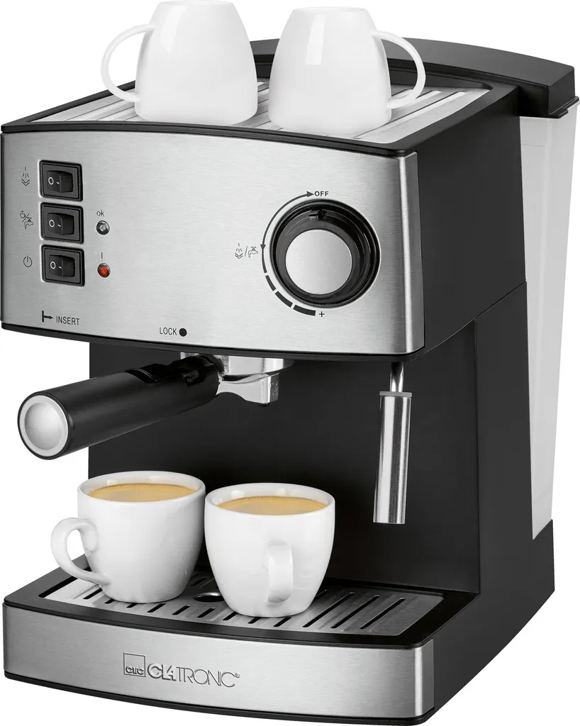 Clatronic ES 3643 Espresso- Und Cappuccino-Automat, 15 Bar Pumpdruck, Tassenvorwärmfunktion, Mit Aufschäum- Und Heißwasserfunktion 5 Clatronic ES 3643 Espresso- Und Cappuccino-Automat, 15 Bar Pumpdruck, Tassenvorwärmfunktion, Mit Aufschäum- Und Heißwasserfunktion – Bild 3