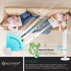 KESSER Turmventilator FERNBEDIENUNG Ventilator LED Display Standventilator Klimaanlage, Farbe:Weiß -Smart Kitchen Store 7d72f01f7184b02b6d1cfb48c2421dda