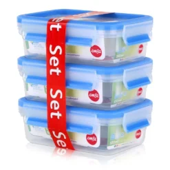 Emsa Clip & Close Frischhaltedosen 3er-Set á 0,55 L, Blau -Smart Kitchen Store 7efda650e6f33e18742746b6d3360551