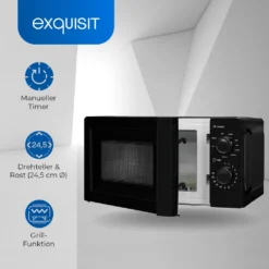 Exquisit Mikrowelle MW717-070G Schwarz | 700 Watt | Timer | 900 Watt Grill -Smart Kitchen Store 7f4b99631bf8573572b5a167f39f9508