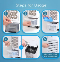 Aigostar 3,5L Mobiler Luftkühler 4-in-1 Mit 3 Stufen, LED Anzeige, Klima Ventilator Mit Fernbedienung, Mobiles Klimagerät Ohne Abluftschlauch Inkl. Timer & Oszillation Aircooler (Weiß/Schwarz) -Smart Kitchen Store 7f5a07dfc903b835013a1fbab266a2ab