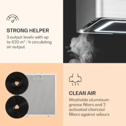 Klarstein Futurelight Smart Inselabzugshaube , Umluft 420m³/h , LED Beleuchtung , 3 Leistungsstufen ,Steuerbar Via WiFi Und Klarstein App Experience , Edelstahl -Smart Kitchen Store 80468fbded02814d5651728d7cd3573f