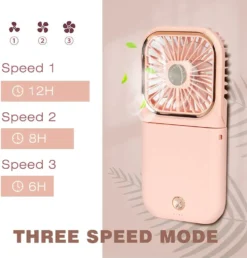 4 In 1 Handventilator, Tischventilator, Halslüfter, Handyhalter, Mit 3000mAh Powerbank, USB Faltbarer 3 Gang Ventilator, 180° Drehbarer Lüfter, Rosa 15 4 In 1 Handventilator, Tischventilator, Halslüfter, Handyhalter, Mit 3000mAh Powerbank, USB Faltbarer 3 Gang Ventilator, 180° Drehbarer Lüfter, Rosa -Smart Kitchen Store 8140c93b0e56606a79d1bcbce163c34b